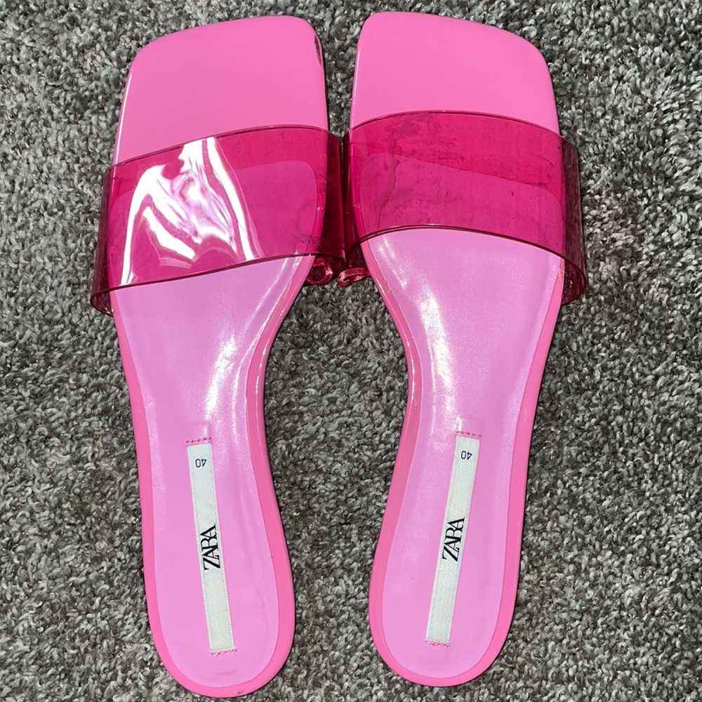 Pink Zara slip on sandals